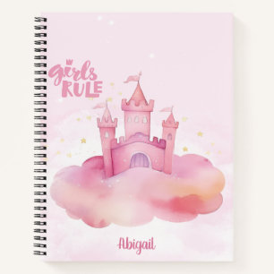 Carnet Girl Rule Palace sur le nuage rose personnalisable