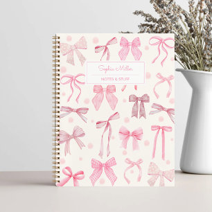 Carnet Girls Coquette Aesthétique Rose Bow Nom personnali
