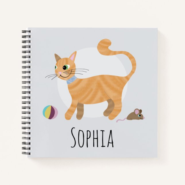 Carnet Girls mignonne Ginger Tabby Chat Nom du dessin Enf (Devant)