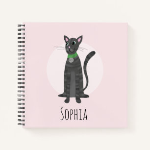 Carnet Girls School Cute Ginger Tabby Cat Cartoon Enfants