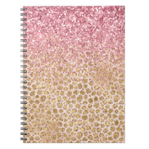 Carnet Girly Peach Gold Empreinte de léopard Parties scin