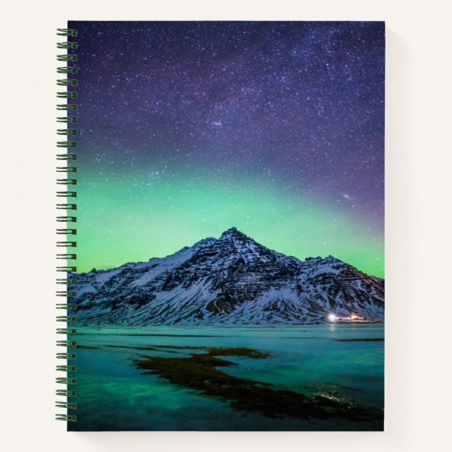 Carnet Glace et neige | Aurora Borealis Voie Lactée Islan (Devant)