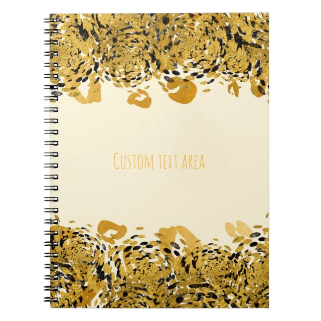 Carnet Glam Cheetah Elegant de la Jungle Exotique Or & No (Devant)