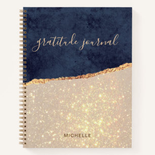 Carnet Glam Gold Parties scintillant Marine Blue Gratitud