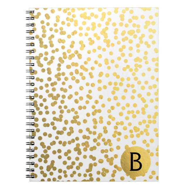 Carnet Glam Monogramme moderne à huile d'or Confetti (Devant)