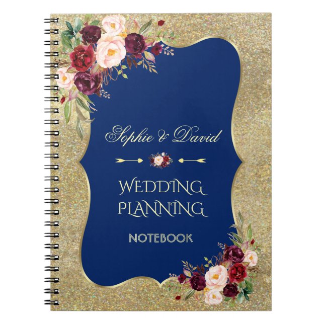 Carnet Glam Parties scintillant or Blush Wedding planner  (Devant)