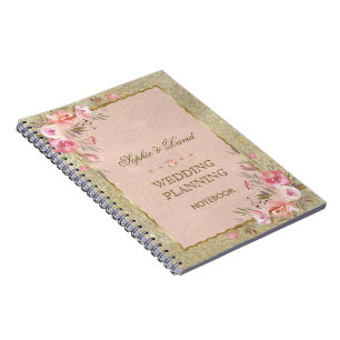Carnet Glam Parties scintillant or Blush Wedding planner 