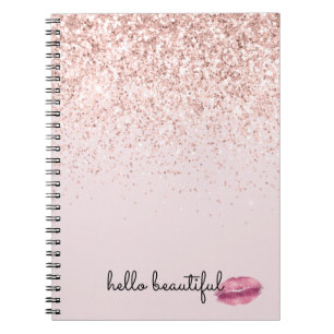 Carnet Glam Rose Kiss Lips Blush Parties scintillant