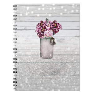Carnet Glamour rustique Bois & Fleurs de pot Mason Bourgo