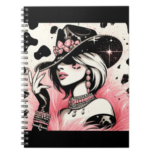 Carnet Glamour rustique cow-girl rose paillettes cuir de