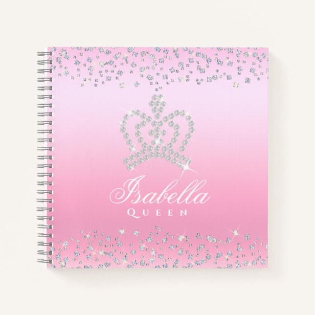 Carnet Glitter Couronne rose (Devant)