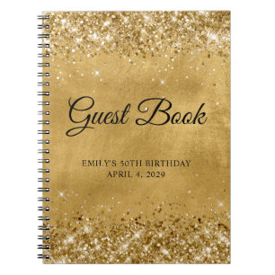Carnet Glittery Gold 50th Birthday Guestbook