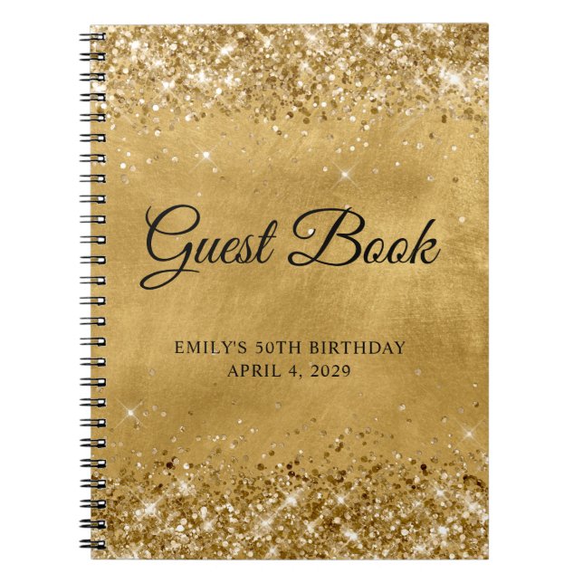 Carnet Glittery Gold 50th Birthday Guestbook (Devant)