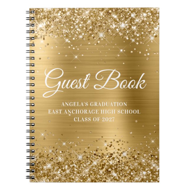 Carnet Glittery Gold High School Graduation Invité (Devant)