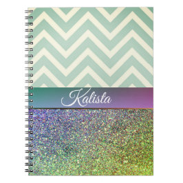 Carnet Glittery Green et Purple Chevron