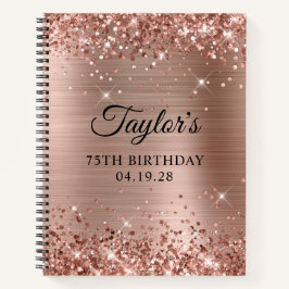 Carnet Glittery Rose Gold Foil 75e anniversaire invité