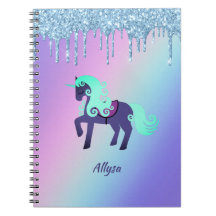 Glittery Unicorn avec Rainbow Pastel Arrière - pla