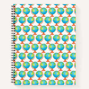 CARNET GLOBE TERRESTRE BLEU ET VERT AUX COULEURS VIVES