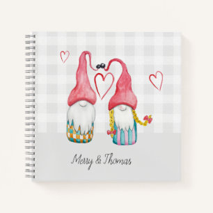 Carnet Gnome de Noël en amour Aquarelle M peint à la main