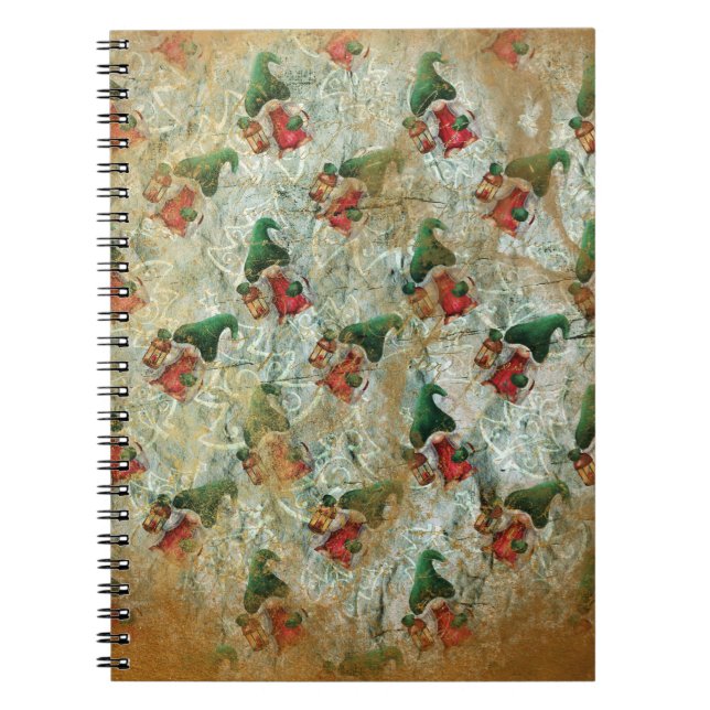Carnet Gnome rustique de Noël avec Motif d'arbre à lanter (Devant)