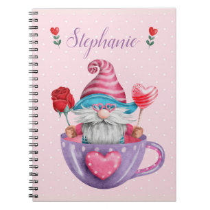 Carnet Gnome Whimsical dans les Coeurs et Fleurs de la Co