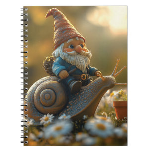 Carnet Gnome Whimsical sur Snail Ride Magical Garden Scèn