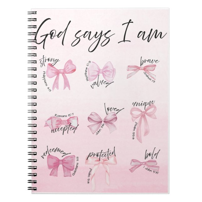Carnet "God says I am..." Spiral Notebook (Devant)