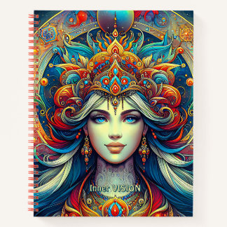 Carnet Goddess Head flow turquoise Cheveux Avril -