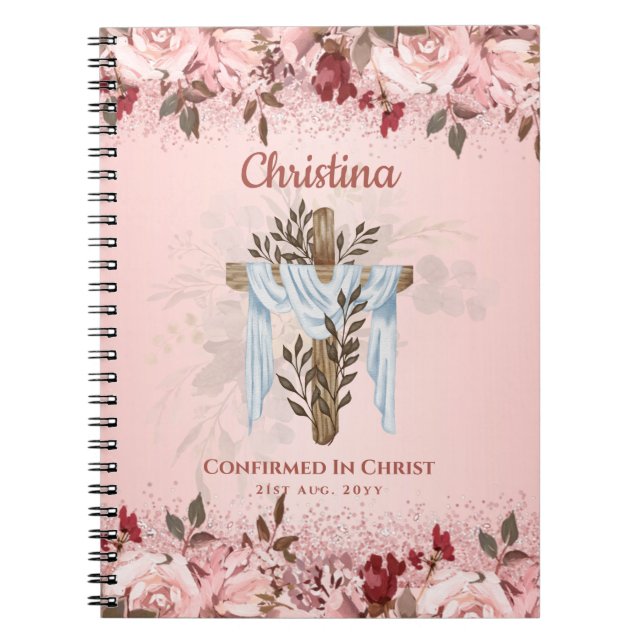 Carnet Godgirl CONFIRMATION Rosegold Fleurs rose non rose (Devant)