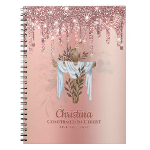 Carnet Godgirl CONFIRMATION Rosegold Parties scintillant 