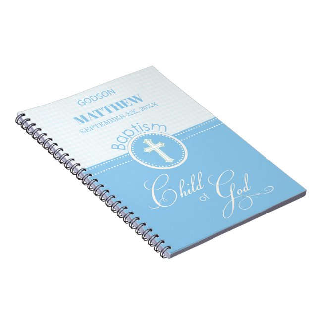 Carnet Godson Baptême Bleu Enfant de Dieu Personnalisé (Côté Droit)