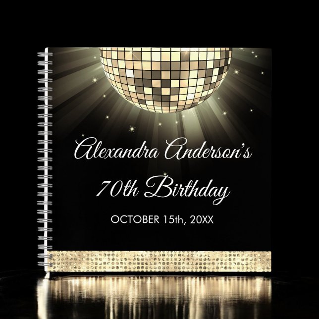 Carnet Gold 70th Birthday 70's Disco Ball Guest Book (Créateur téléchargé)