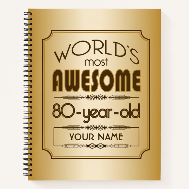 Carnet Gold 80th Anniversaire Célébration World Meilleur  (Devant)