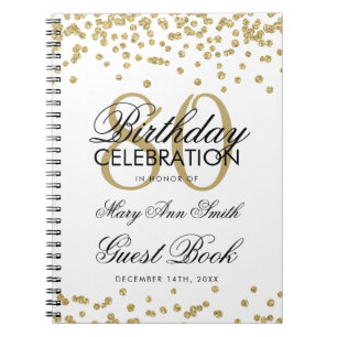 Carnet Gold 80th Birthday Guest Book Confetti