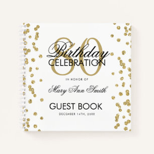 Carnet Gold 80th Birthday Guestbook Confetti