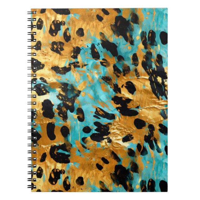 Carnet Gold Aqua Black Leopard Animal (Devant)