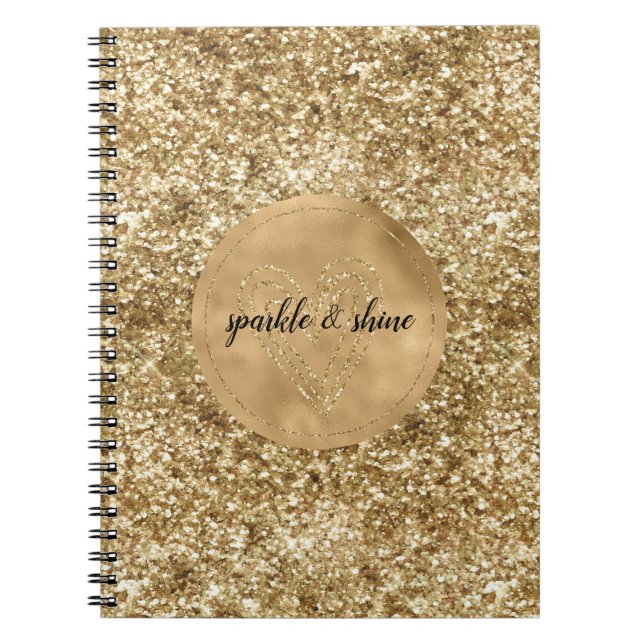 Carnet Gold Confetti Parties scintillant Coeur (Devant)