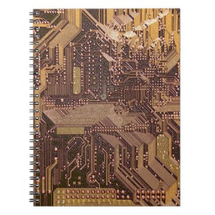Carnet Gold Cyber Circuit Board Tech Art Electronique