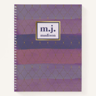 Carnet Gold Faux féminine avec pinces violettes