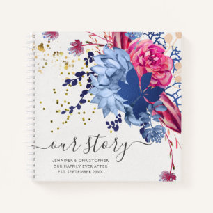 Carnet Gold Floral Succulents Our Story Memories Couple's
