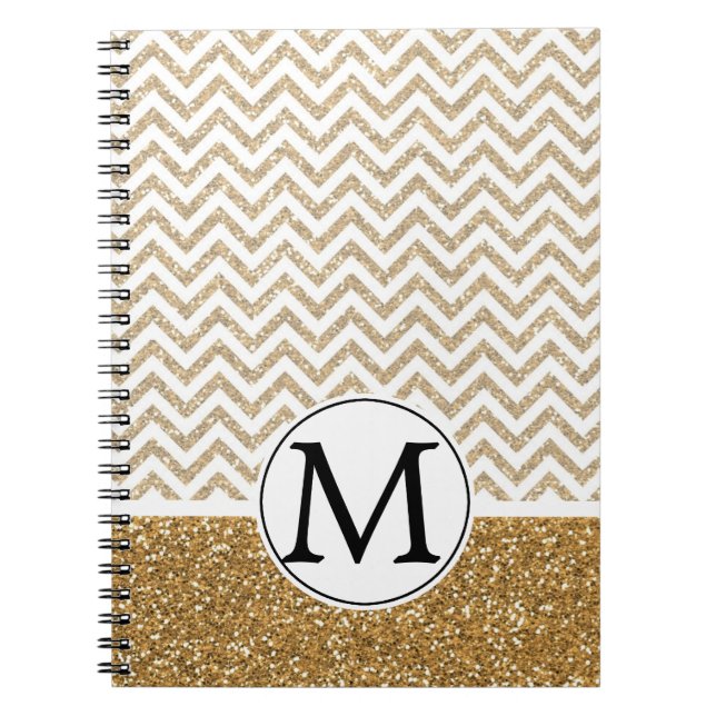 Carnet Gold Glam Faux Parties scintillant Chevron (Devant)