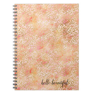 Carnet Gold Glam Girly Peach rose Blush Empreinte de léop