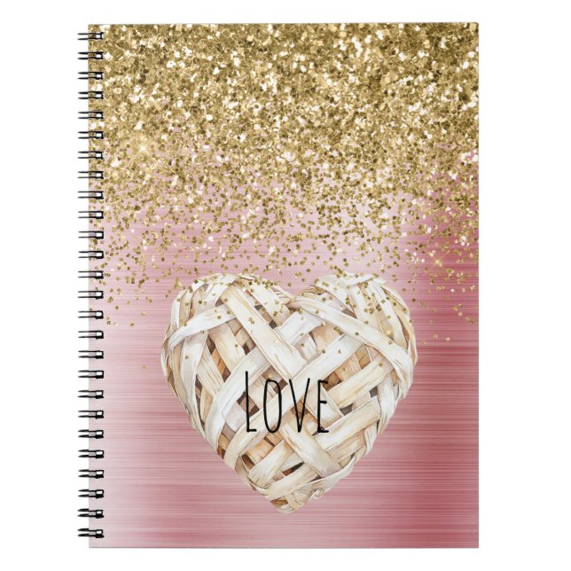 Carnet Gold Glitter White Heart (Devant)