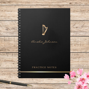 Carnet Gold Harp Élégant Script Simple Musicien moderne