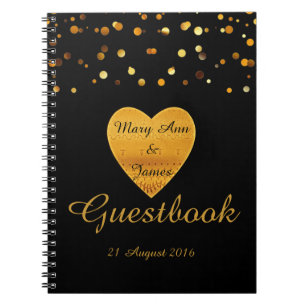 Carnet Gold Heart Confetti Parties scintillant Faux Foil