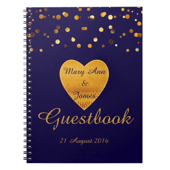 Carnet Gold Heart Confetti Parties scintillant Faux Foil  (Devant)
