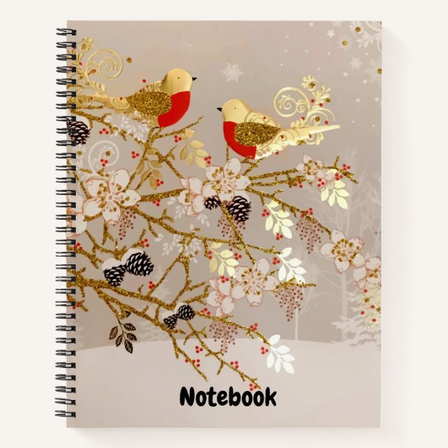 Carnet Gold hiver Oiseaux de neige Pays Noël (Devant)