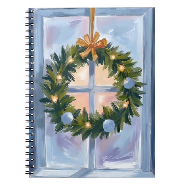 Carnet Gold Holiday Wreath Watercolor Holiday (Devant)
