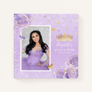 Carnet Gold Light Violet Rose Elegant Quinceanera Invité