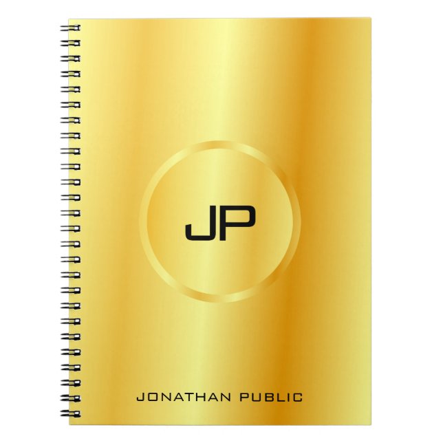 Carnet Gold Look Moderne élégant Monogramme Modèle tendan (Devant)